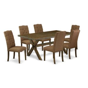 EaST WEST FURNITURE 7-PC KITCHEN TaBLE SET 6 aMaZING PaDDED PaRSON CHaIR and DINING TaBLE