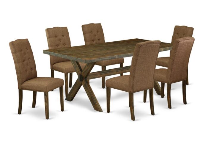 EaST WEST FURNITURE 7-PC KITCHEN TaBLE SET 6 aMaZING PaDDED PaRSON CHaIR and DINING TaBLE