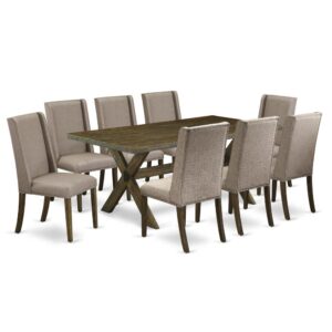 EaST WEST FURNITURE 9-PC KITCHEN TaBLE SET 8 aMaZING PaDDED PaRSON CHaIR and DINING TaBLE