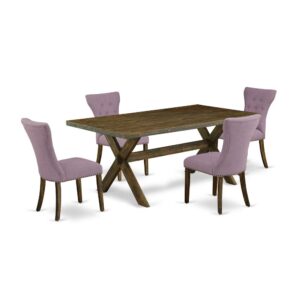 EAST WEST FURNITURE 5-PC KITCHEN TABLE SET WITH 4 MODERN DINING CHAIRS AND rectangular TABLE