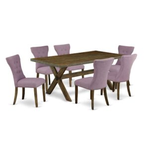 EaST WEST FURNITURE 7-PIECE KITCHEN DINING TaBLE SET 6 GORGEOUS PaRSON CHaIRS and RECTaNGULaR KITCHEN DINING TaBLE