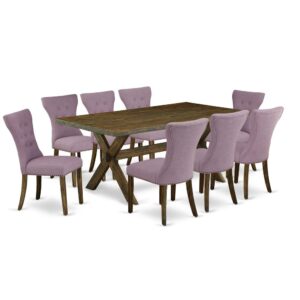 EaST WEST FURNITURE 9-PC KITCHEN TaBLE SET 8 LOVELY PaRSONS CHaIRS and RECTaNGULaR DINING TaBLE