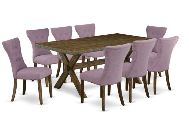 EaST WEST FURNITURE 9-PC KITCHEN TaBLE SET 8 LOVELY PaRSONS CHaIRS and RECTaNGULaR DINING TaBLE