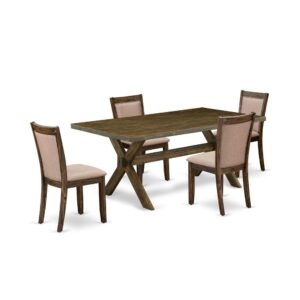 This Dining Set  Consists Of 1 Dinner Table And 4 Matching Rustic Dining Chairs. The Dinning Set  Is Made Of Fine Rubberwood For High Quality And Endurance. A Rectangular-Shaped Dinner Table Is Manufactured In An Effective Style With Distinct Aspects And Linen Fabric Upholstered Kitchen Table Chairs Will Inspire Everyone Who Comes To The Kitchen. The Dining Room Table Contains X-Style Legs To Offer The Best Stability In The Dinner. The Innovative And Elegant Design Of The Modern Dining Set  Easily Blends In Any Home. The Padded Seat Of The Dinner Chairs Is Made Of Linen Fabric That Rises The Mid Century Dining Table Design. Our Fashionable Mid Century Dining Set  Is Quite Simple To Clean With A Damp Towel And Always Offers An Elegant Appeal. The Installation Process Of Our Luxurious Modern Dining Table Set  Is Not Difficult And Easy To Use. Each Dining Room Set  Comes Conveniently With Easy-To-Follow Instructions And All Essential Equipment Included. You Simply Need To Follow The Steps In The Handbook To Complete The Assembly In A Minimal Time.