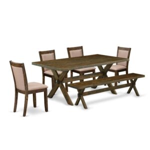 This Dining Room Set  Consists Of 1 Modern Dining Table And Dining Table Bench With 4 Matching Dining Table Chairs. The Dining Room Table Set  Is Made Of Fine Rubberwood For Top Quality And Endurance. A Rectangular-Shaped Wooden Table And Modern Bench Are Made In A Unique Style With Distinct Aspects And Linen Fabric Padded Rustic Dining Chairs Will Attract Everyone Who Comes To The Dining Area. The Modern Dining Table And Dining Bench Contains X-Style Legs To Offer Maximum Stability During The Dinner. The Modern And Stylish Design Of The Dining Set  Easily Blends In Any Kitchen. The Upholstered Seat Of The Kitchen Chairs Is Made Of Linen Fabric That Enhances The Mid Century Dining Table Design. Our Dinette Set  Is Quite Simple To Clean With A Damp Cloth And Always Offers An Elegant Appeal. The Installation Process Of Our Lavish Modern Dining Set  Is Not Difficult And Easy To Operate. Each Dining Table Set  Comes Conveniently With Easy-To-Follow Instructions And All Important Equipment Included. You Simply Need To Follow The Steps In The Handbook To Accomplish The Assembly In A Shorter Time.