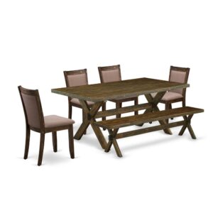 This Dinning Table Set  Consists Of 1 Dining Room Table And Dining Bench With 4 Matching Parson Chairs. The Kitchen Table Set  Is Constructed Of Fine Rubberwood For Top Quality And Endurance. A Rectangular-Shaped Modern Dining Table And Modern Bench Is Built In An Effective Style With Distinct Aspects And Linen Fabric Upholstered Dining Table Chairs Will Attract Everyone Who Comes To The Dining Area. The Mid Century Modern Dining Table And Wood Bench Contain X-Style Legs To Offer Maximum Stability During The Dinner. The Modern And Stylish Design Of The Dining Room Set  Easily Blends In Any Kitchen. The Upholstered Seat Of The Modern Chairs Is Made Of Linen Fabric That Improves The Kitchen Table Design. Our Wood Kitchen Table Set  Is Quite Simple To Clean With A Damp Cloth And Always Offers An Elegant Appeal. The Installation Process Of Our Lavish Dinning Table Set  Is Not Difficult And Easy To Operate. Each Dining Table Set  Comes Conveniently With Easy-To-Follow Instructions And All Necessary Equipment Included. You Simply Need To Follow The Steps In The Manual To Complete The Assembly In A Limited Time.