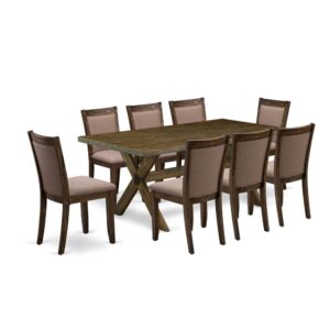 This Dining Room Table Set  Contains 1 Mid Century Dining Table And 8 Matching Wood Chairs. The Dining Table Set  Is Constructed From Fine Rubberwood For High Quality And Endurance. A Rectangular-Shaped Wooden Dining Table Is Built In A Unique Style With Distinct Features And Linen Fabric Upholstered Dinner Chairs Will Attract Everyone Who Comes To The Dining-Room. The Mid Century Modern Dining Table Contains X-Style Legs To Offer Maximum Stability In The Dinner. The Modern And Stylish Design Of The Rustic Dining Table Set  Easily Blends In Any Home. The Padded Seat Of The Kitchen & Dining Room Chairs Is Made Of Linen Fabric That Enhances The Dinner Table Design. Our Innovative Table Set  Is Quite Simple To Clean By Using A Damp Cloth And Always Offers An Incredible Appeal. The Installation Process Of Our Luxurious Dinning Set  Is Not Difficult And Straightforward To Use. Each Mid Century Modern Dining Set  Comes Conveniently With Easy-To-Follow Instructions And All Necessary Tools Included. You Simply Need To Follow The Procedures In The Handbook To Accomplish The Assembly In A Minimal Time.