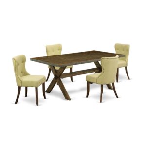 EAST WEST FURNITURE 5-PIECE MODERN DINING SET- 4 STUNNING parson DINING ROOM CHAIRS AND 1 WOOD DINING TABLE
