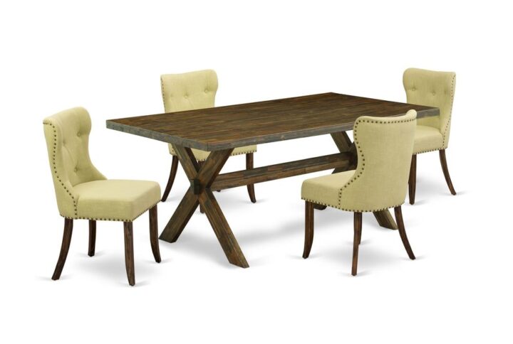 EAST WEST FURNITURE 5-PIECE MODERN DINING SET- 4 STUNNING parson DINING ROOM CHAIRS AND 1 WOOD DINING TABLE