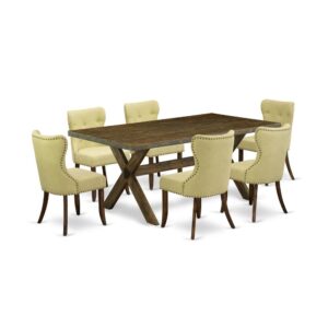 EAST WEST FURNITURE 7-PIECE KITCHEN DINING ROOM SET- 6 FABULOUS PARSON CHAIRS AND 1 MODERN DINING ROOM TABLE
