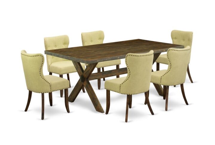 EAST WEST FURNITURE 7-PIECE KITCHEN DINING ROOM SET- 6 FABULOUS PARSON CHAIRS AND 1 MODERN DINING ROOM TABLE
