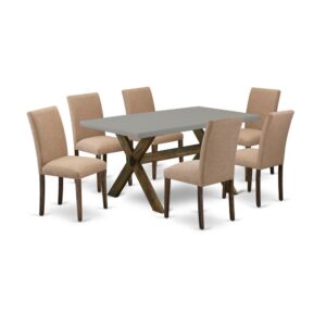 EAST WEST FURNITURE 7 - PIECE KITCHEN TABLE SET INCLUDES 6 MID CENTURY DINING CHAIRS AND RECTANGULAR MODERN DINING TABLE