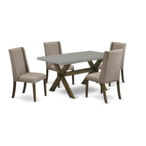 EAST WEST FURNITURE 5-PIECE DINING ROOM TABLE SET WITH 4 KITCHEN CHAIRS AND RECTANGULAR MODERN DINING TABLE