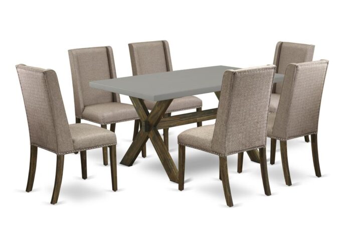 EaST WEST FURNITURE 7-PC SMaLL DINING TaBLE SET 6 STUNNING PaRSON DINING CHaIRS and BUTTERFLY LEaF RECTaNGULaR TaBLE