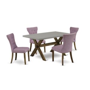 EAST WEST FURNITURE 5-PC DINING SET WITH 4 PADDED PARSON CHAIRS AND RECTANGULAR DINING TABLE