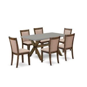 This Dining Room Set  Comes With 1 Modern Dining Table And 6 Matching Kitchen Table Chairs. The Table Set  Is Made Of Fine Rubberwood For High Quality And Endurance. A Rectangular-Shaped Wooden Table Is Manufactured In A Unique Style With Distinct Features And Linen Fabric Upholstered Kitchen Chairs Will Inspire Everyone Who Comes To The Dining-Room. The Wooden Dining Table Contains X-Style Legs To Offer The Best Steadiness In The Dinner. The Innovative And Elegant Design Of The Modern Dining Table Set  Easily Blends In Any Home. The Padded Seat Of The Dining Table Chairs Is Made Of Linen Fabric That Enhances The Wooden Table Design. Our Fashionable Dining Set  Is Very Simple To Clean With A Damp Towel And Always Offers A Sophisticated Appeal. The Installation Process Of Our Luxurious Dining Set  Is Not Difficult And Simple To Use. Each Mid Century Dining Set  Comes Conveniently With Easy-To-Follow Guidelines And All Necessary Equipment Included. You Simply Need To Follow The Procedures In The Handbook To Complete The Assembly In A Minimal Time.