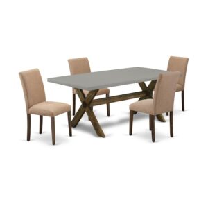 EAST WEST FURNITURE 5 - PC DINETTE SET INCLUDES 4 DINING ROOM CHAIRS AND RECTANGULAR MODERN DINING TABLE