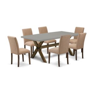 EAST WEST FURNITURE 7 - PC DINING ROOM SET INCLUDES 6 UPHOLSTERED DINING CHAIRS AND RECTANGULAR DINNER TABLE