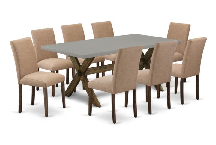 EAST WEST FURNITURE 9 - PIECE KITCHEN TABLE SET INCLUDES 8 MODERN CHAIRS AND RECTANGULAR DINING TABLE