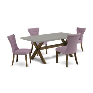 EAST WEST FURNITURE 5-PIECE DINING ROOM SET WITH 4 DINING ROOM CHAIRS AND RECTANGULAR DINING TABLE