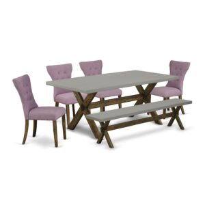 EaST WEST FURNITURE 6-PC DINING TaBLE SET 4 aMaZING PaRSONS CHaIRS and RECTaNGULaR DINING TaBLE