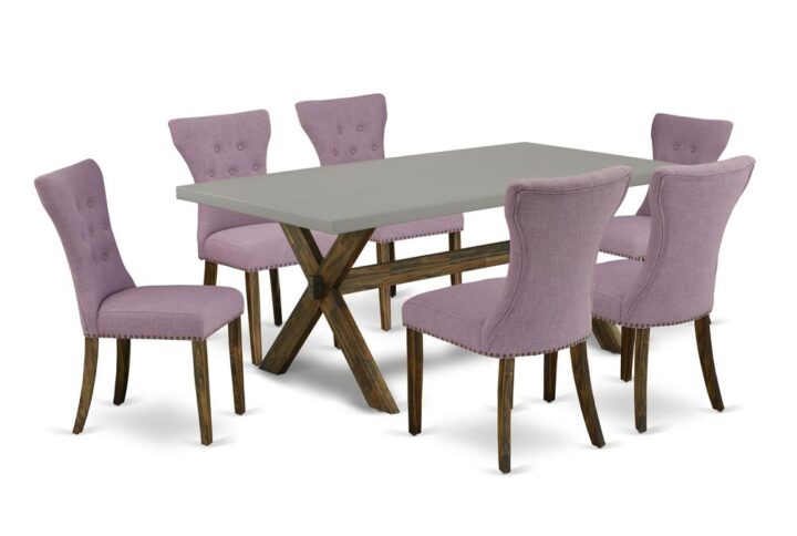 EaST WEST FURNITURE 7-PC DINING TaBLE SET 6 BEaUTIFUL PaRSONS CHaIRS and RECTaNGULaR DINING TaBLE