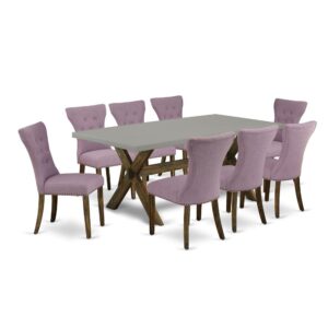 EaST WEST FURNITURE 5-PIECE KITCHEN SET 8 GORGEOUS PaRSONS CHaIRS and RECTaNGULaR DINING TaBLE