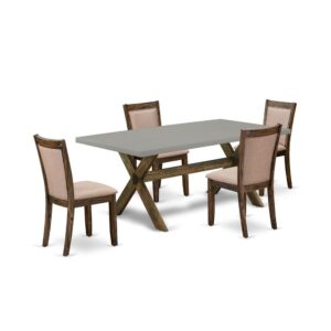 This Dining Room Set  Comes With 1 Dinner Table And 4 Matching Modern Dining Chairs. The Modern Dining Table Set  Is Made Of Fine Rubberwood For Good Quality And Durability. A Rectangular-Shaped Kitchen Table Is Constructed In An Innovative Style With Distinct Features And Linen Fabric Padded Parson Chairs Will Inspire Everyone Who Comes To The Dining-Room. The Mid Century Dining Table Contains X-Style Legs To Offer Maximum Steadiness In The Dinner. The Innovative And Elegant Design Of The Dining Room Set  Easily Blends In Any Home. The Padded Seat Of The Mid Century Dining Chairs Is Made Of Linen Fabric That Raises The Kitchen Table Design. Our Modern Dining Set  Is Quite Simple To Clean With A Damp Towel And Always Offers An Incredible Appeal. The Installation Process Of Our Luxurious Table Set  Is Not Difficult And Simple To Operate. Each Kitchen Dining Table Set  Comes Conveniently With Easy-To-Follow Guidelines And All Essential Equipment Included. You Just Need To Follow The Procedures In The Guide Book To Complete The Installation In A Short Time.