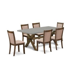 This Rustic Dining Table Set  Comes With 1 Kitchen Table And 6 Matching Mid Century Dining Chairs. The Dinning Set  Is Constructed From Fine Rubberwood For Top Quality And Endurance. A Rectangular-Shaped Dining Room Table Is Constructed In A Sophisticated Style With Distinct Features And Linen Fabric Padded Chairs For Dining Room Will Inspire Everyone Who Comes To The Kitchen. The Dining Table Contains X-Style Legs To Offer Maximum Stability In The Dinner. The Modern And Stylish Design Of The Kitchen Table Set  Easily Blends In Any Home. The Upholstered Seat Of The Parson’S Chairs Is Made Of Linen Fabric That Enhances The Dinner Table Design. Our Innovative Dinette Set  Is Quite Simple To Clean With A Damp Cloth And Always Offers A Sophisticated Appeal. The Installation Process Of Our Lavish Mid Century Dining Set  Is Not Difficult And Easy To Use. Each Dinette Set  Comes Conveniently With Easy-To-Follow Instructions And All Essential Tools Included. You Simply Need To Follow The Procedures In The Handbook To Complete The Installation In A Minimal Time.