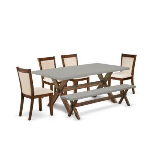 This Dining Table Set  Is Built To Offer The Beauty Of Charm To Any Dining Room. This Kitchen Table Set  Consists Of A Wood Table And A Wooden Bench With 4 Matching Parsons Chairs. Our Dinner Table Set  Adds Some Simple And Contemporary Elegance To Your Home. Suitable For Dinette
