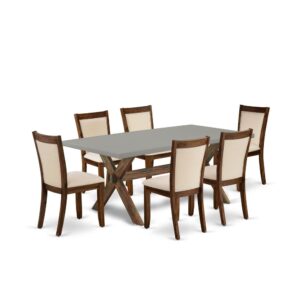 This Kitchen Table Set  Is Built To Offer The Beauty Of Charm To Any Dining Room. This Dinette Set  Contains A Dining Table And 6 Matching Upholstered Chairs. Our Dining Room Table Set  Adds Some Simple And Contemporary Beauty To Your Home. Ideal For Dinette