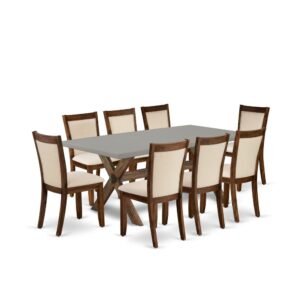 This Mid Century Dining Set  Is Built To Offer Elegance Of Charm To Any Dining Room. This Modern Dining Table Set  Includes A Dining Room Table And 8 Matching Dining Room Chairs. Our Kitchen Table Set  Adds Some Simple And Modern Elegance To Your Home. Ideal For Dinette