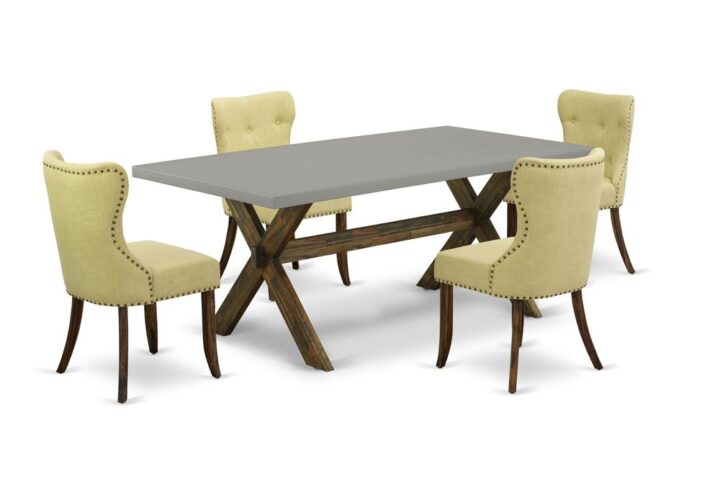 EAST WEST FURNITURE 5-Pc DINETTE ROOM SET- 4 FANTASTIC DINING CHAIR AND ONE WOODEN DINING TABLE