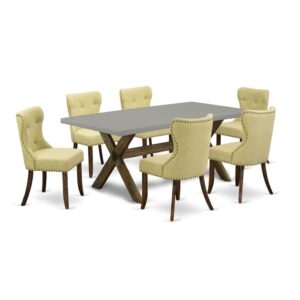 EAST WEST FURNITURE 7-PC KITCHEN DINING SET- 6 AWESOME MID CENTURY DINING CHAIRS AND ONE KITCHEN DINING TABLE