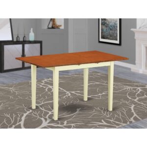 this charming set includes a clean-lined rectangular table with tapered square legs