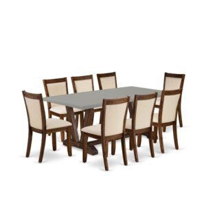 This Dining Set  Is Built To Offer Elegance Of Charm To Any Dining Room. This Mid Century Dining Set  Contains A Dining Room Table And 8 Matching Dinning Room Chairs. Our Kitchen Table Set  Adds Some Simple And Contemporary Elegance To Your Home. Ideal For Dinette