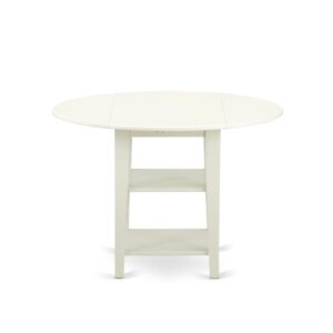 comprised of a Round dining room table and four dining chairs
