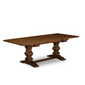 This superb rectangular pedestal kitchen table can bring the remarkable impression of the dining style to both typical and fashionable decoration. This dining table set will bring a great dose of beauty to your dining-room. The attractive 9-piece old fashioned dinette set emphasizes its curves and details