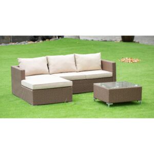 this solid foundation weather-resistant Outdoor-Furniture sectional conversation set provides functional uses