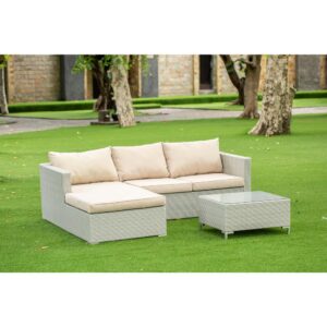 this solid foundation weather-resistant Outdoor-Furniture sectional conversation set provides functional uses