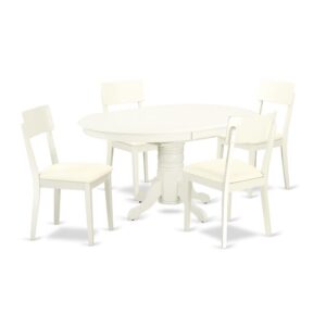 Give your room decor a new and polished look with this modern 5 Piece Dining Set. Available in a marvelous Linen White finish