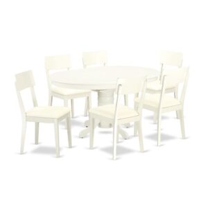 Give your room decor a new and polished look with this modern 7 Piece Dining Set. Available in a marvelous Linen White finish