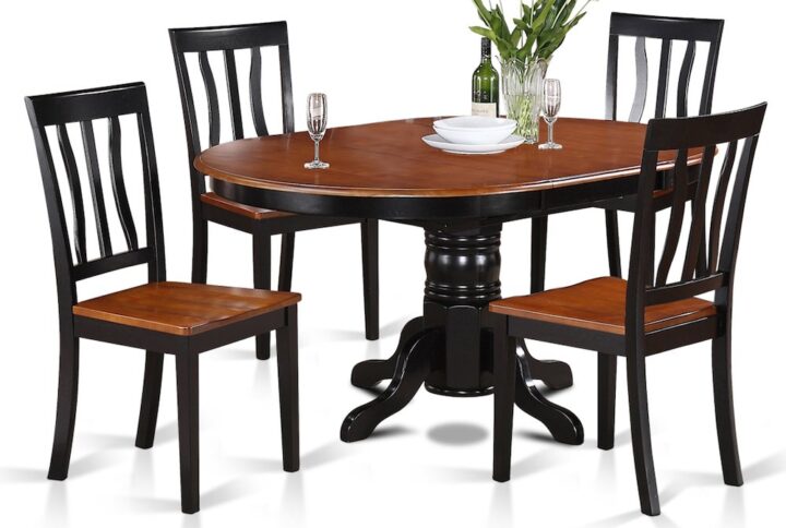The natural colors of Black & Cherry dinette set coordinate with a number of styles and preferences. By having a softly rounded side