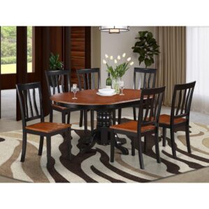 the table top presents a gentle ambience to kitchen. The oval dining table accommodates at least six kitchen chairs