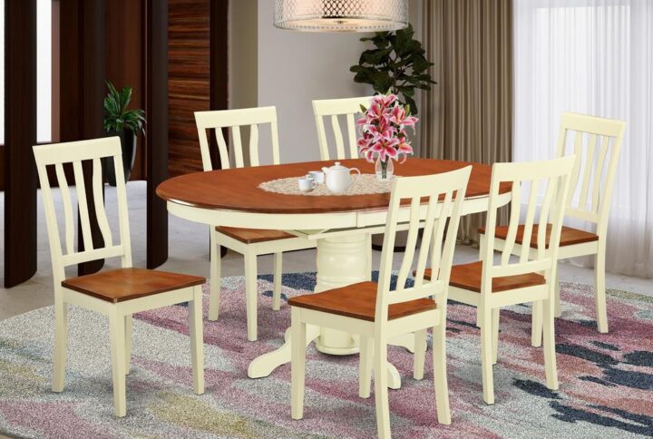 Seeking a cozy seating for family dinners or warm dinner parties with a couple of friends? This excellent elegant dining table set made from rubber wood can help you create a pleasing environment for you and your company. The set combines a kitchen dinette table and a set of individual kitchen chairs. In terms of seating capacity it also comes in two variations as a 4 and 6 seater. Suitable to place in a dining space or kitchen area. Like all our products the set is created entirely from rubber wood