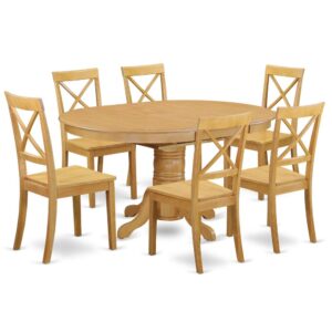 Give your room decor a new and polished look with this modern 7 Piece Dining Set. Available in a marvelous oak finish