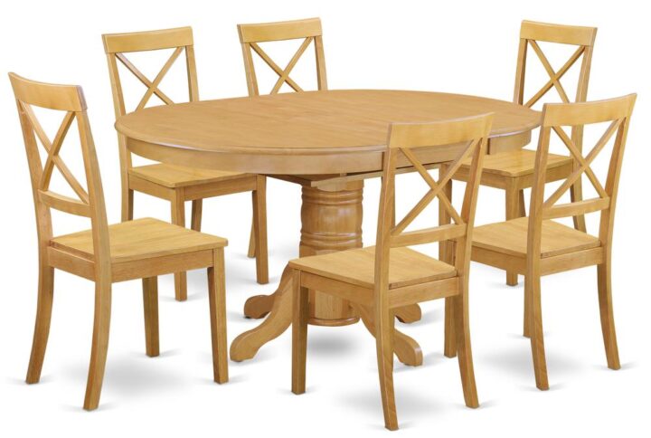 Give your room decor a new and polished look with this modern 7 Piece Dining Set. Available in a marvelous oak finish