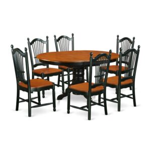 This particular Linen White oval kitchen dining table set can contribute that special impression for dining room elegance to both traditional and fashionable decorating. Give your room decor a new and polished look with this modern 7 Piece Dining Set. Available in a marvelous Black & Cherry finish