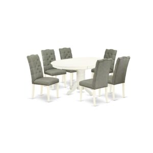 EAST WEST FURNITURE 7-PIECE DINING ROOM SET 6 LOVELY PARSONS DINING CHAIRS AND ROUND DINING ROOM TABLE