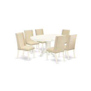 EAST WEST FURNITURE 7-PC DINNING ROOM TABLE SET 6 ATTRACTIVE PARSONS DINING CHAIRS AND ROUND TABLE